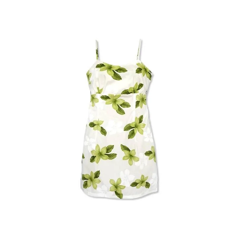 Delight Green Short Hawaiian Skinny Strap Floral Dress